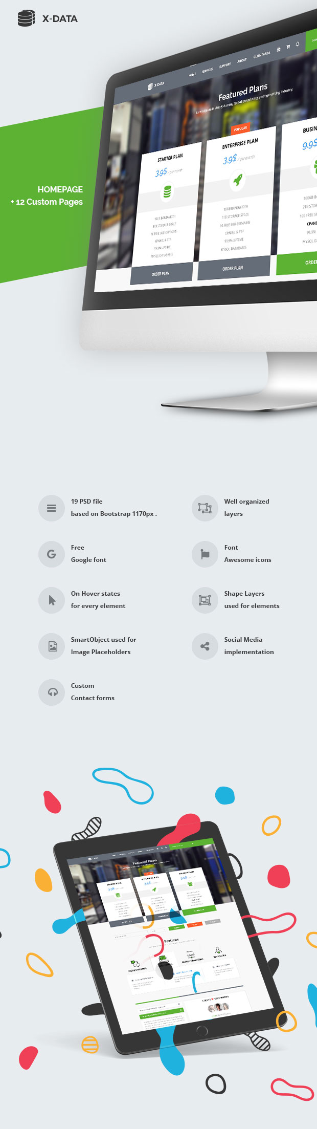 X-DATA - Hosting PSD Template